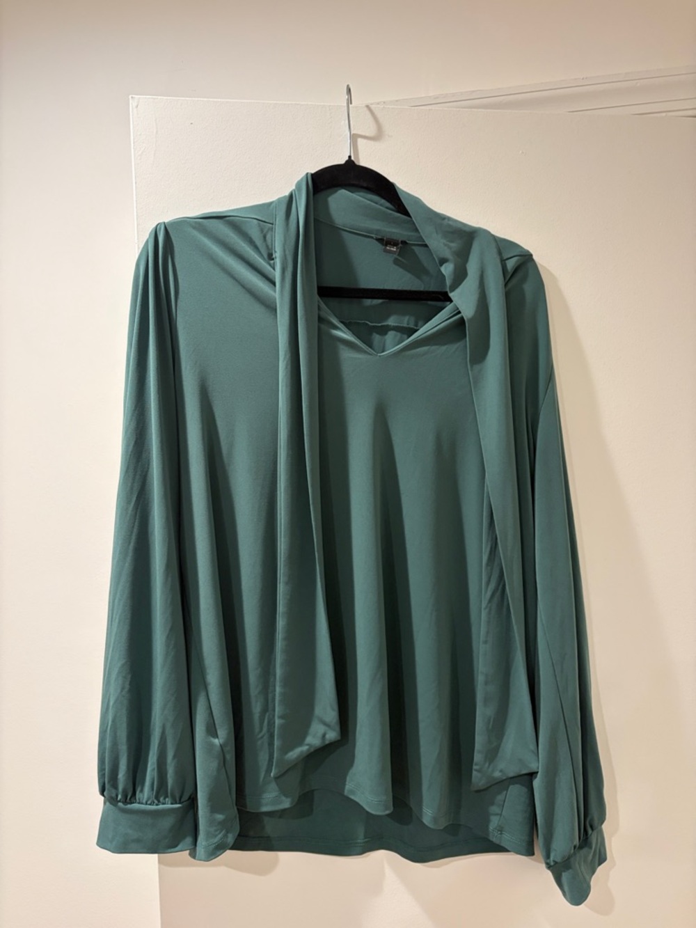 Ann Taylor Teal Green Blouse with Draped Detail